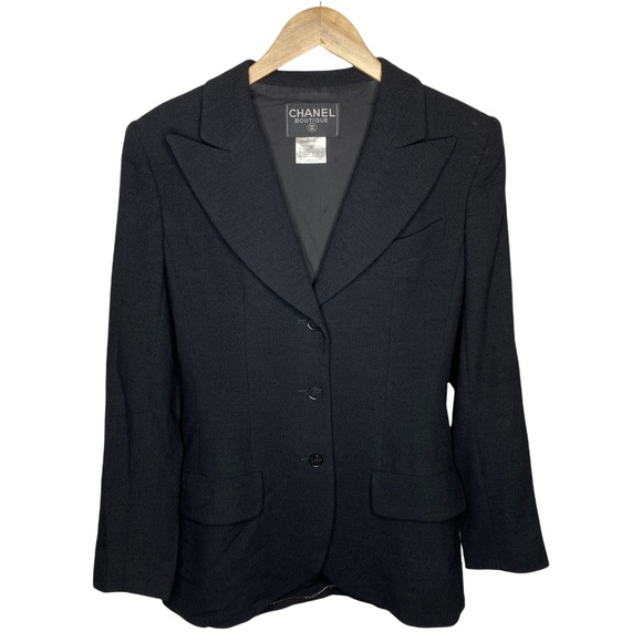 CHANEL Boutique VTG Tweed Wool Blazer - AUTHENTIC Sz 38